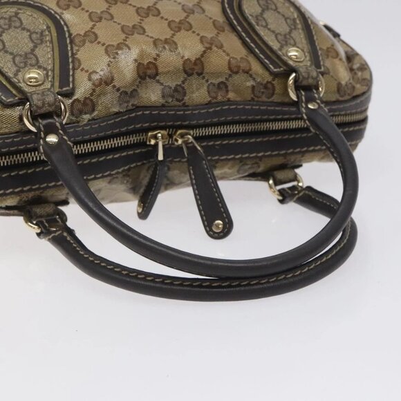 GUCCI GG Crystal Hand Bag Coated Canvas Brown Gold 223962 Auth 130181 - Picture 7 of 15
